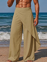 Men's Bohemian Resort Beach Asymmetric Layered Wide Leg Pant SKUL71322