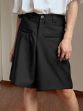 Mens Solid Buckle Waist Casual Shorts SKUK26876