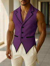 Men's Bold Stripe Colorblock Casual Waistcoat SKUL22775