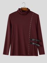 Men's Early Autumn High Street Eyelet Trim Rib-Knit Fitted Long Sleeve Roll Neck Sweater SKUL81071