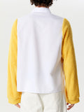 Mens Irregular Patchwork Lapel Collar Long Sleeve Shirt SKUK47529