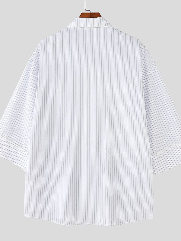 Men's Striped Colorblock Long Sleeve Shirt SKUL34140