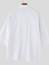 Men's Striped Colorblock Long Sleeve Shirt SKUL34140