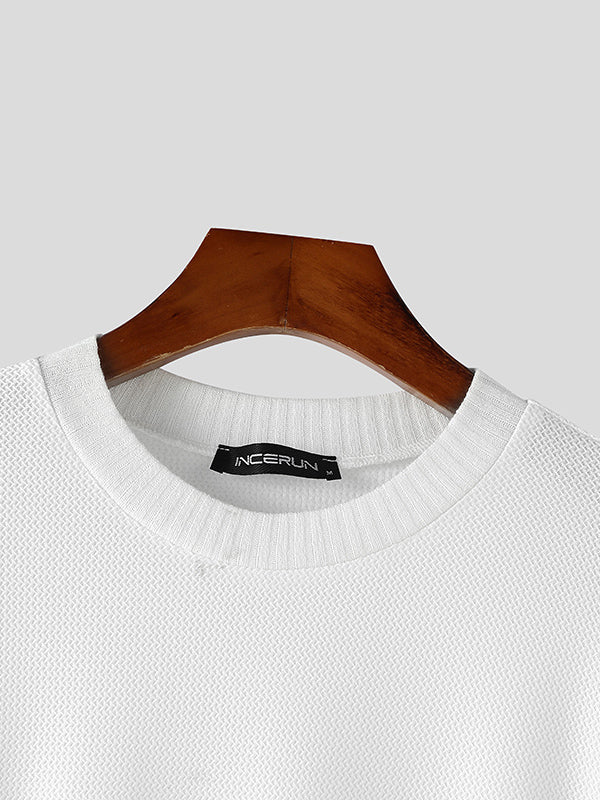 Mens Solid Color Hollow Short-Sleeve T-Shirt SKUL03119