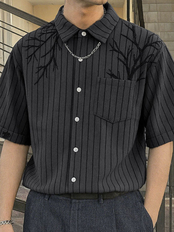 Men's Branch Embroidered Striped Short Sleeve T-Shirt SKUL31893