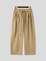Men's Clean High Street Belted Pleated Wide-Leg Drape Pant SKUL78160