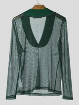 Men's Sheer Mesh Shiny Long Sleeve T-shirt SKUL54091