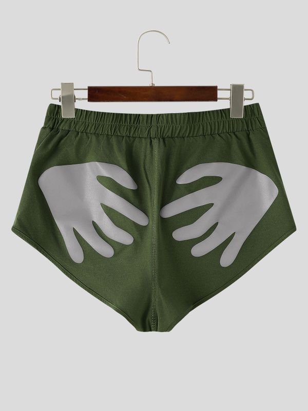 Men's Playful Subculture High-Street Reflective Hand Graphic Short SKUL68417