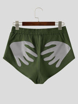 Men's Playful Subculture High-Street Reflective Hand Graphic Short SKUL68417