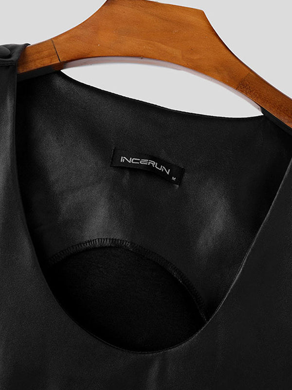 Mens Leather Loose Casual Tank SKUL01316