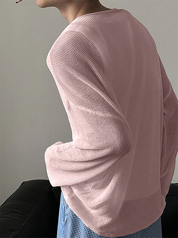 Men's Solid Semi-Sheer Long Sleeve T-Shirt SKUL27283