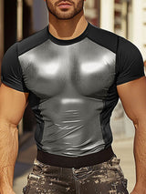 Mens Shiny Colorblock Short Sleeve T-Shirt SKUL13868