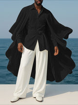 Men's Cape Patchwork Faux Two-Piece Long Sleeve Shirt SKUL32882