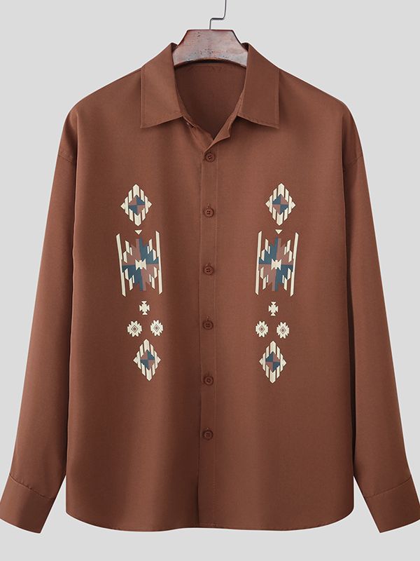 Men's Ethnic Print Long Sleeve Shirt SKUL45323