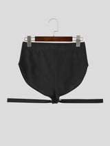 Men's Solid Color Lace-Up Mesh Short SKUL21026