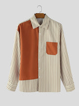 Men's Colorblock Striped Long Sleeve Shirt SKUL27294