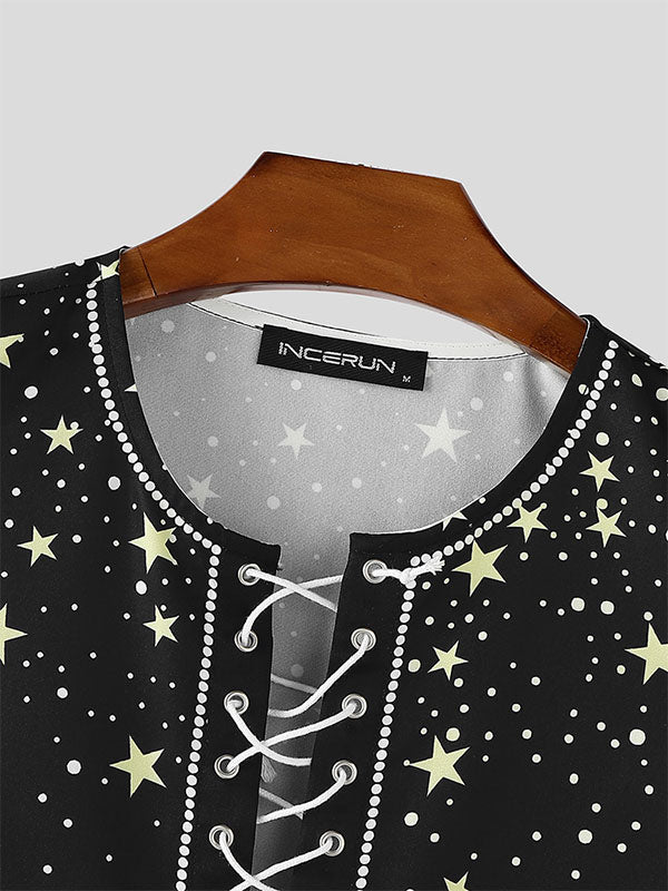 Men's Star Print Cropped Casual Tank SKUL24990