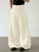 Men's Vintage Harajuku Curved Stitching Elastic Waist Draped Wide Leg Pant SKUL70248