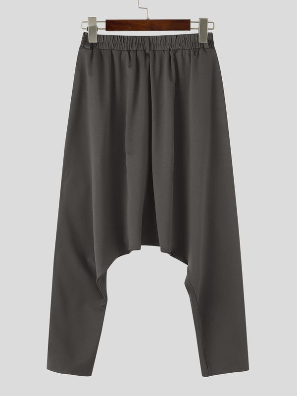 Men's Avant-Garde Darkwear Urban Street Curved Seam Drop-Crotch Tapered Pant SKUL84000