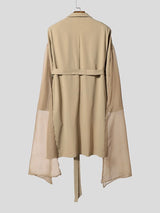 Men's Sheer Chiffon Side Patchwork Long Sleeve Blazer SKUL36620