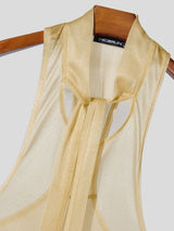 Men's Romantic Avant-Garde Sheer Lurex Necktie Racerback Tank SKUL78128