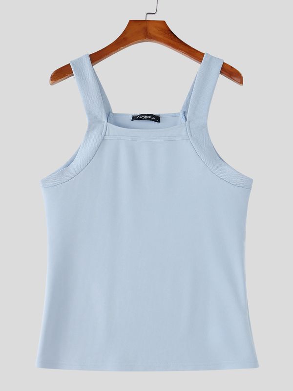 Men's Casual Summer Square Neck Wide Strap Tank SKUL71297