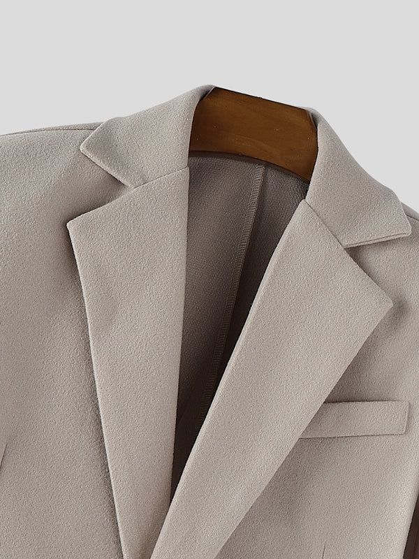 Men's Solid Color Cropped Long Sleeve Blazer SKUL30419