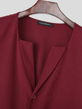 Men's Cape Patchwork Solid Color Two Pieces Outfit SKUL36485