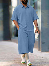 Men's Vintage High Street Muted Solid Two Pieces Outfit SKUL71255