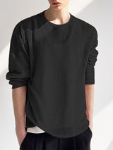 Men's Semi-Sheer Textured Long Sleeve T Shirt SKUL41409