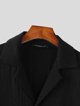 Mens Solid Color Draped Loose Short-Sleeve Shirt SKUL04451