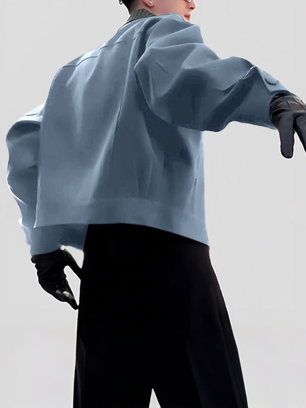 Men's Striped Lapel Cropped Long Sleeve Jacket SKUL37255