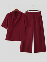 Men's Avant-Garde Genderless Aesthetic Double-Breasted Two Pieces Outfit SKUL63178