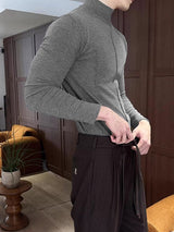 Men's Cut Line Mock Neck Knit Long Sleeve T-shirt SKUL42826