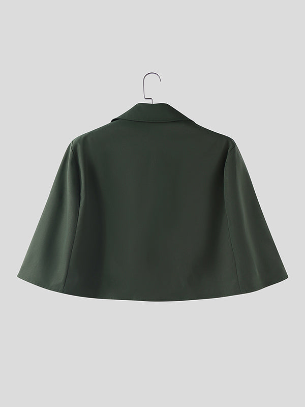 Men's Solid Cropped Casual Cloak SKUL29722