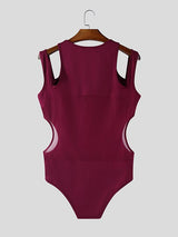 Men's Solid Color Deconstructed Cut Out Bodysuit SKUL50541