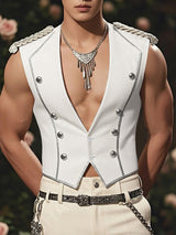 Men's Shiny Ribbon Double Breasted Casual Waistcoat SKUL23662