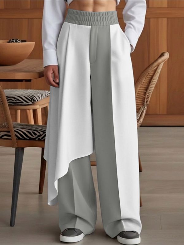 Men's Ruffle Hem Contrast Color Casual Pant SKUL53016