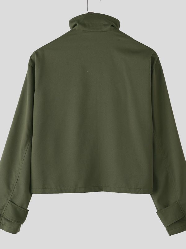 Men's Double Breasted Stand Collar Long Sleeve Jacket SKUL31504