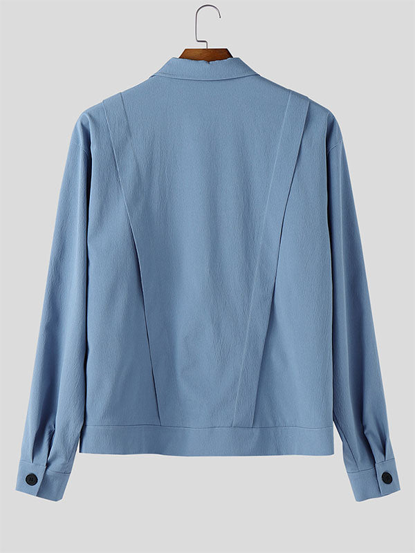 Mens Solid Color Casual Long Sleeve Shirt SKUL06374