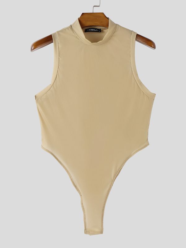 Men's Solid Color Sheer Bodysuit SKUL42441