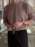 Mens Solid Knit Half-Collar Pullover Sweater SKUK30122