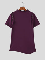 Men's Techwear Slim Fit High Stretch Mock Neck Short Sleeve T-shirt SKUL64086