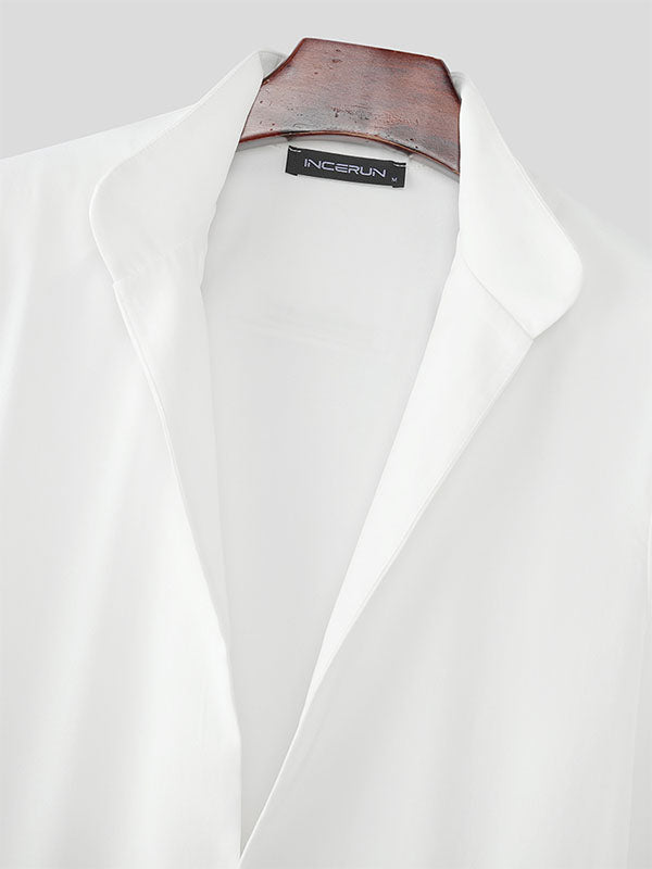 Men's Ruffled Hem Stand Collar Long Sleeve Blazer SKUL25000