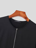 Mens Solid Zip Front Short Sleeve Bodysuit SKUK32795