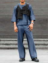 Men's Deconstructed Color Block Patchwork Two Pieces Outfit SKUL45387