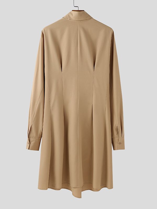 Men's Deconstructed Loose Drawstring Long Sleeve Shirt SKUL37534