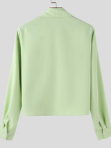 Men's Solid Color Large Pocket Long Sleeve Shirt SKUL41215