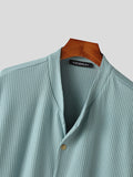 Mens Solid Knit Stand Collar Casual Shirt SKUK49735