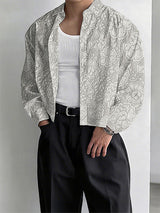 Men's Solid Color Jacquard Long Sleeve Shirt SKUL27288